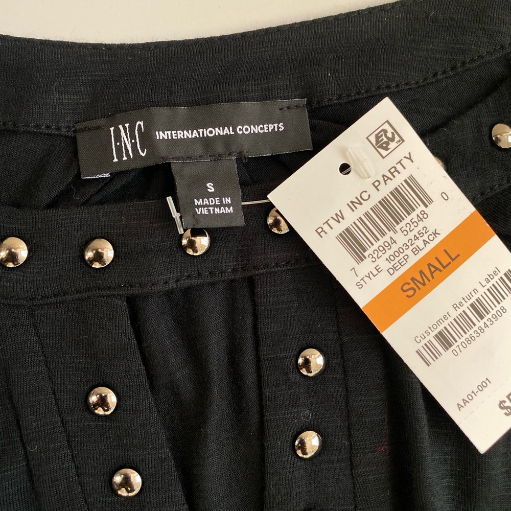 INC Studded Cold-Shoulder Rayon Blk shirt m - Picture 4 of 7